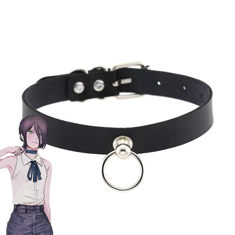 Chainsaw Man Inspired Reze Punk Leather Choker with Pull Ring Chain