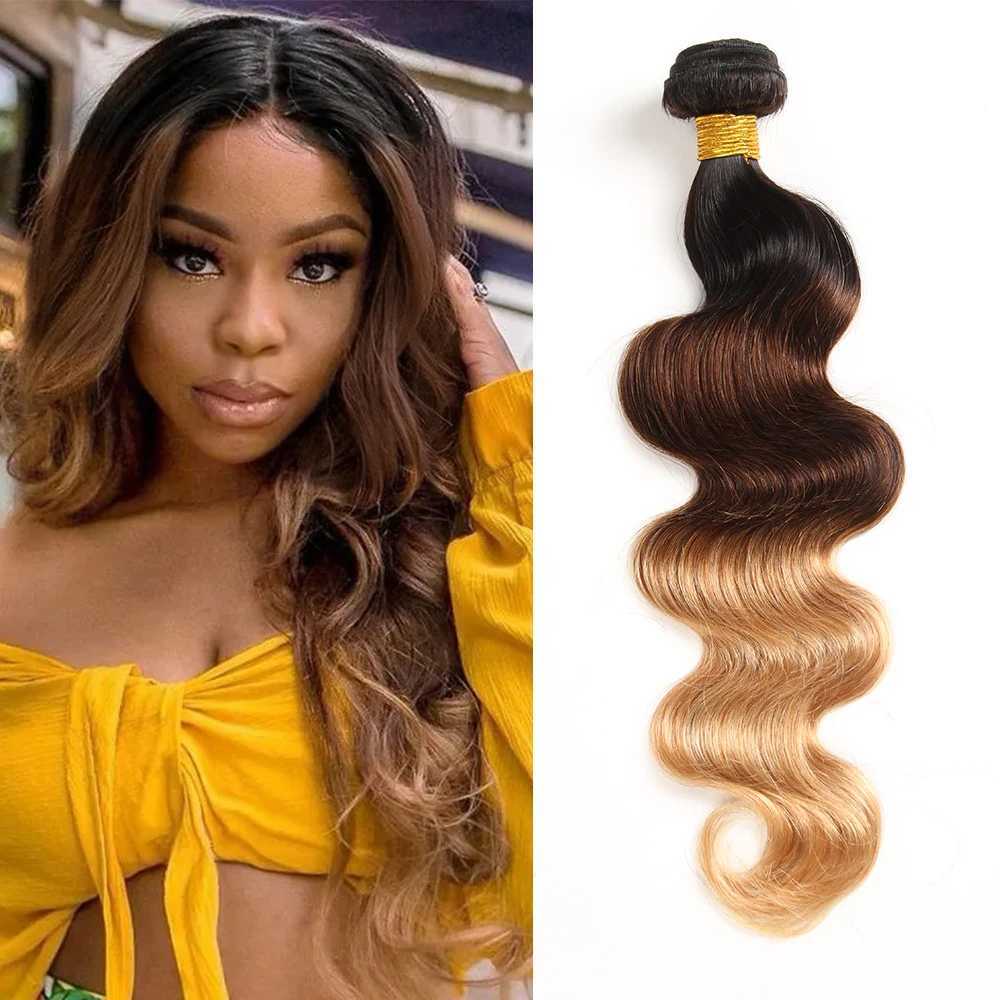 Colored Body Wave Human Hair Bundles Brazilian Hair Weave Bundles Ombre 100% Human Extension Remy Weaving 1/2 Pieces