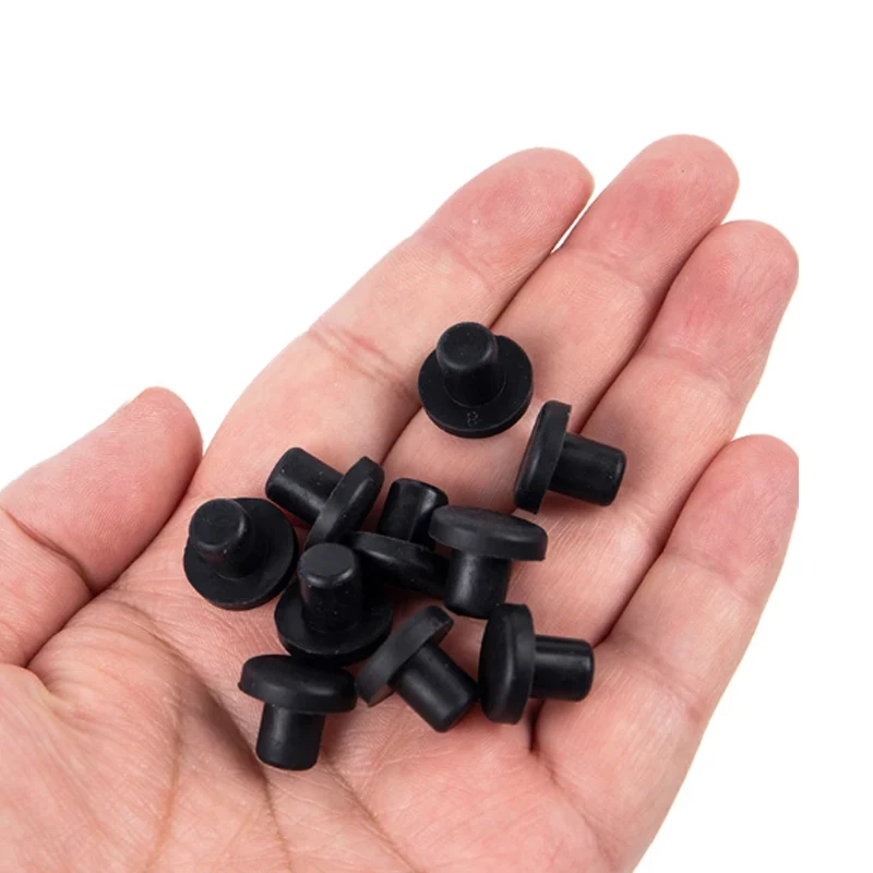 Black Solid Silicone Hole Caps 2mm-14mm T Type High Temperature Resistance Seal Hole Plugs Dust-proof Gasket Blanking End Caps silicone rubber plugs rubber caps silicone rubber caps