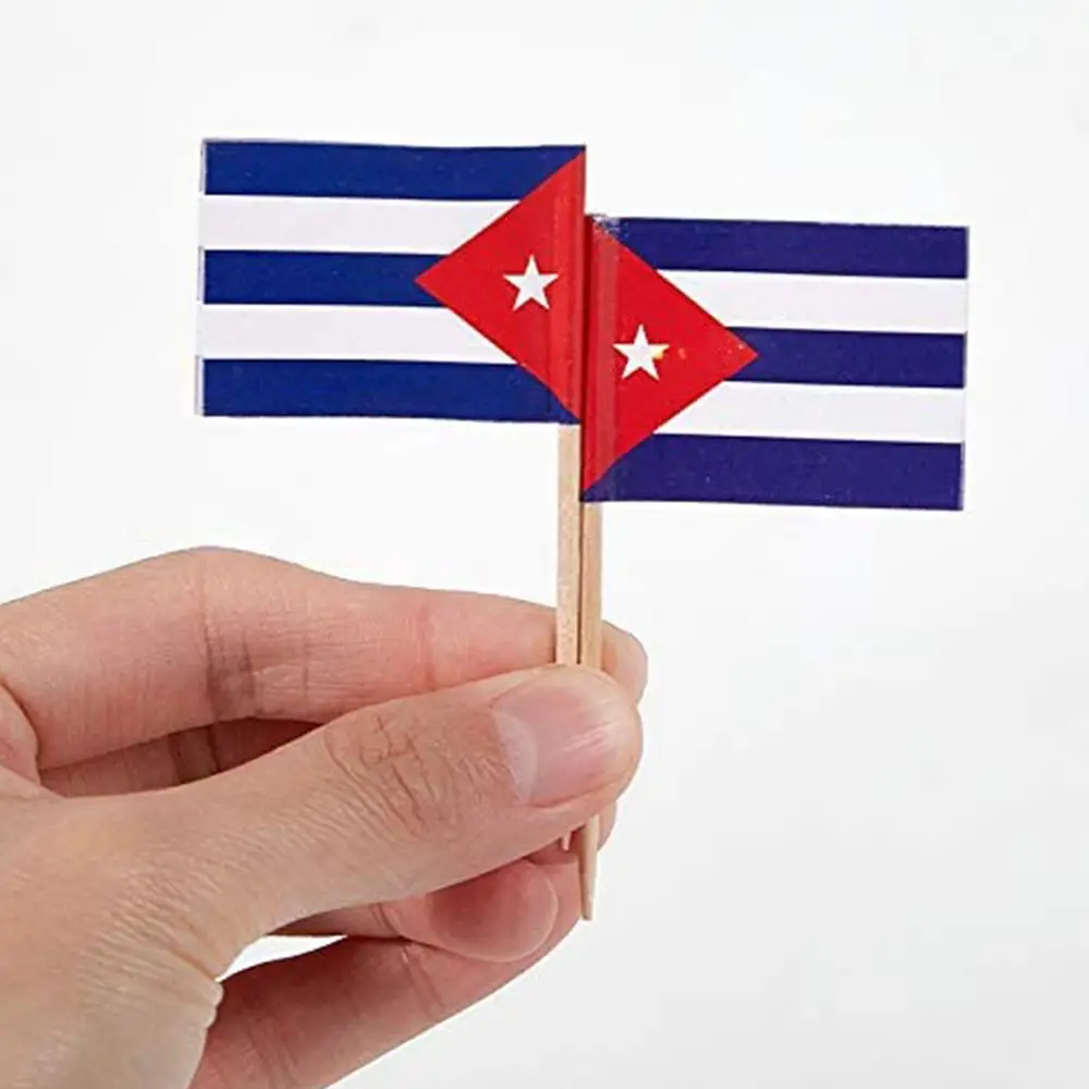 Paper Wedding Cuban Flag Cupcake Toppers Decorations