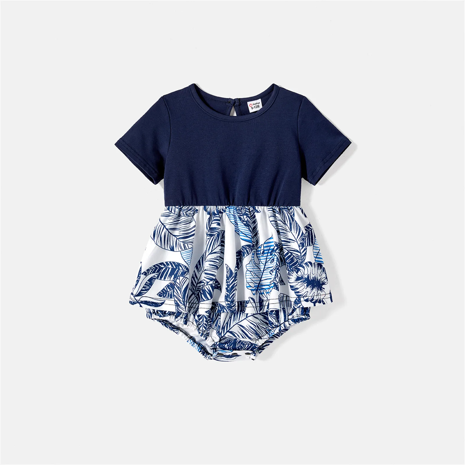 PatPat Family Matching Outfits 95% Cotton Allover Plant Print Short-sleeve Belted Spliced Dresses and T-shirts Family Look Sets matching outfit matching tshirts