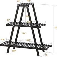 Bamboo Plant Stand Indoor/Outdoor,  Rectangular, 8 Potted Flower Holder Ladder Plant Rack  wall shelf  shelves 1