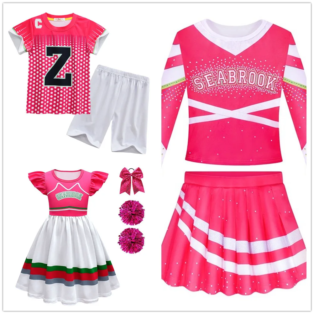 Kids Children Girls Zombies 3 Addison Cosplay Costume Cheerleader Dress Outfits Halloween