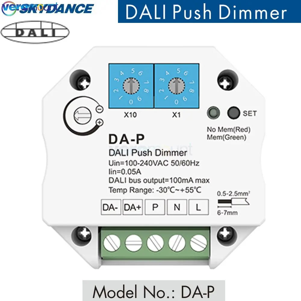Skydance Da-P 100-240Vac Dali Push Dimmer Dimmer Connect With Push Dim Switch Controller Dali Per Driver Dali O Reattori