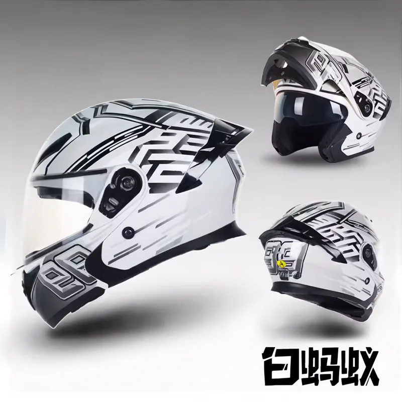 thumbnail image 1 of Cascos de motocicleta Casco integral Cascos de doble lente Cascos renovados Cascos universales para todas las estaciones Cascos de ciclismo de verano Cascos medios Cascos portátiles de moda, 1 of 5