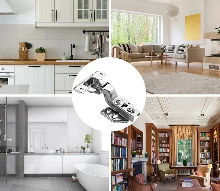 4/10/20pcs Hydraulic Hinges Cabinet Door Spring Damping Buffer Mute Wardrobe Hidden With Screws Kitchen