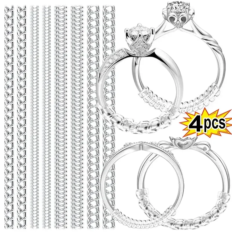 12-Piece Invisible Spiral Ring Size Reducer Set - Transparent Jewelry Tightening Guard