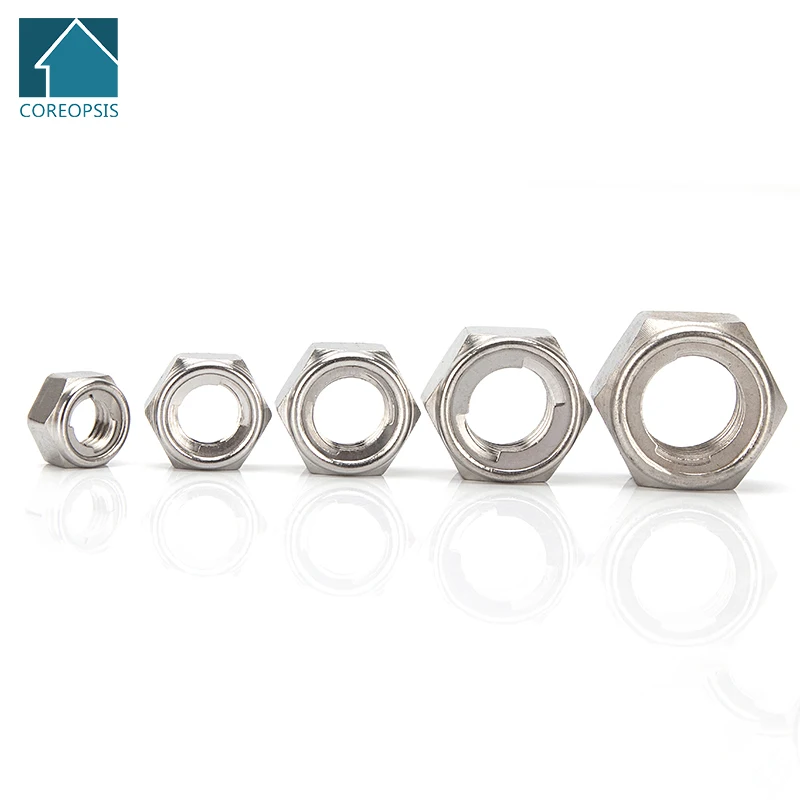 304 Stainless Steel Hex Lock Nut Self locking Locknut Hexagon Head