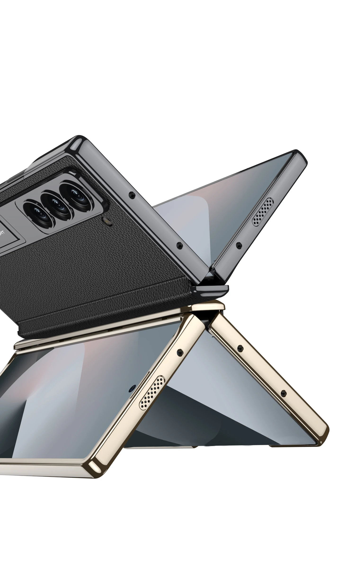 Luxury Plating Hinge Leather Case For Samsung Galaxy Z Fold 6 Magnetic Hinge Bra