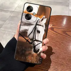 Black Soft Phone Cover with Horse Animal Design for Redmi 10 2022 (Mix01)