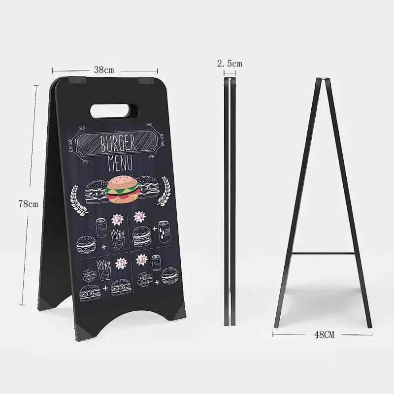 78X38Cm 바닥 유형 양면 칠판 수직 바 커피 숍 광고 보드 레스토랑 이동식 메뉴 디스플레이 카드