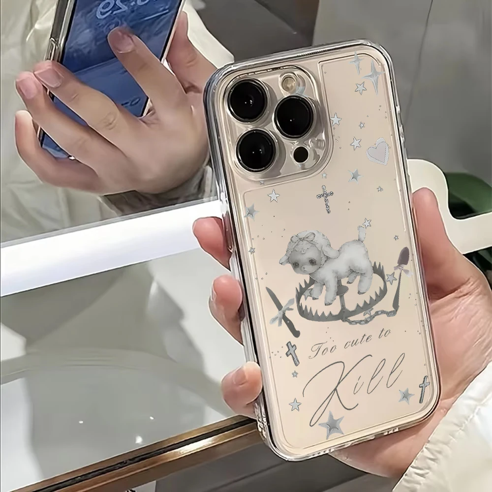 Korean INS Style Creative Cute Grey Lamb Clear Phone Case
