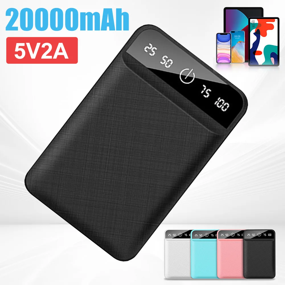 Portable Battery Charger Portable Power Bank 20000Ah 5V/2A Dual USB Outputs with LED Display Lightweight Battery Pack for iPhone 14 15 Heating Vest Socks