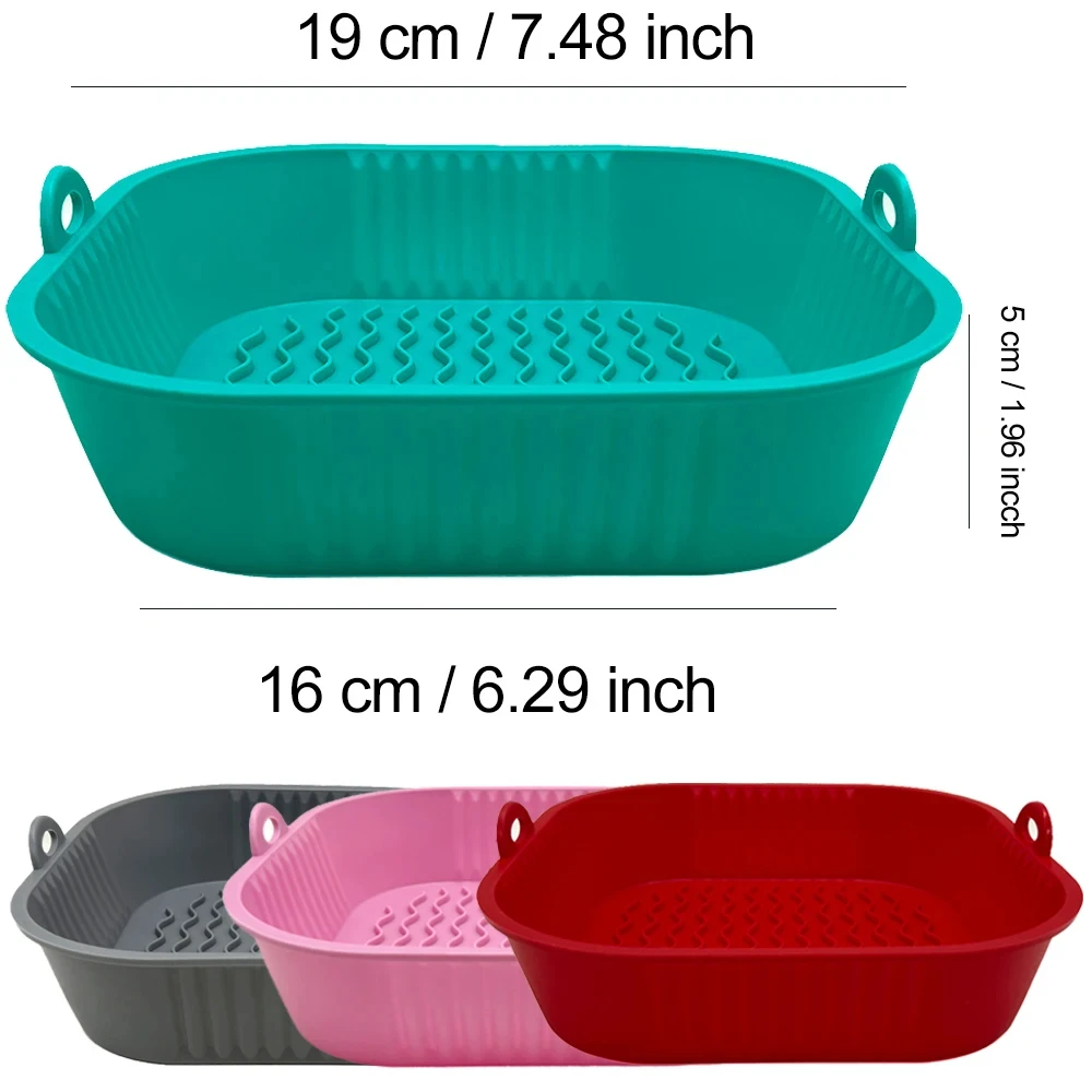 Silicone Air Fryer Pot Tray Food Safe Reusable Square BBQ Barbecue Pad Plate Airfryer Oven Baking Mold Basket Pan for Kitchen 6
