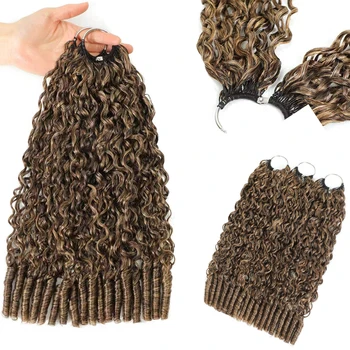 100% Burmese Curly Human Crochet Hair 50g Knotless Pre-Separated Ombre Feather Curly Crochet Braiding Twist Human Hair Extension 1