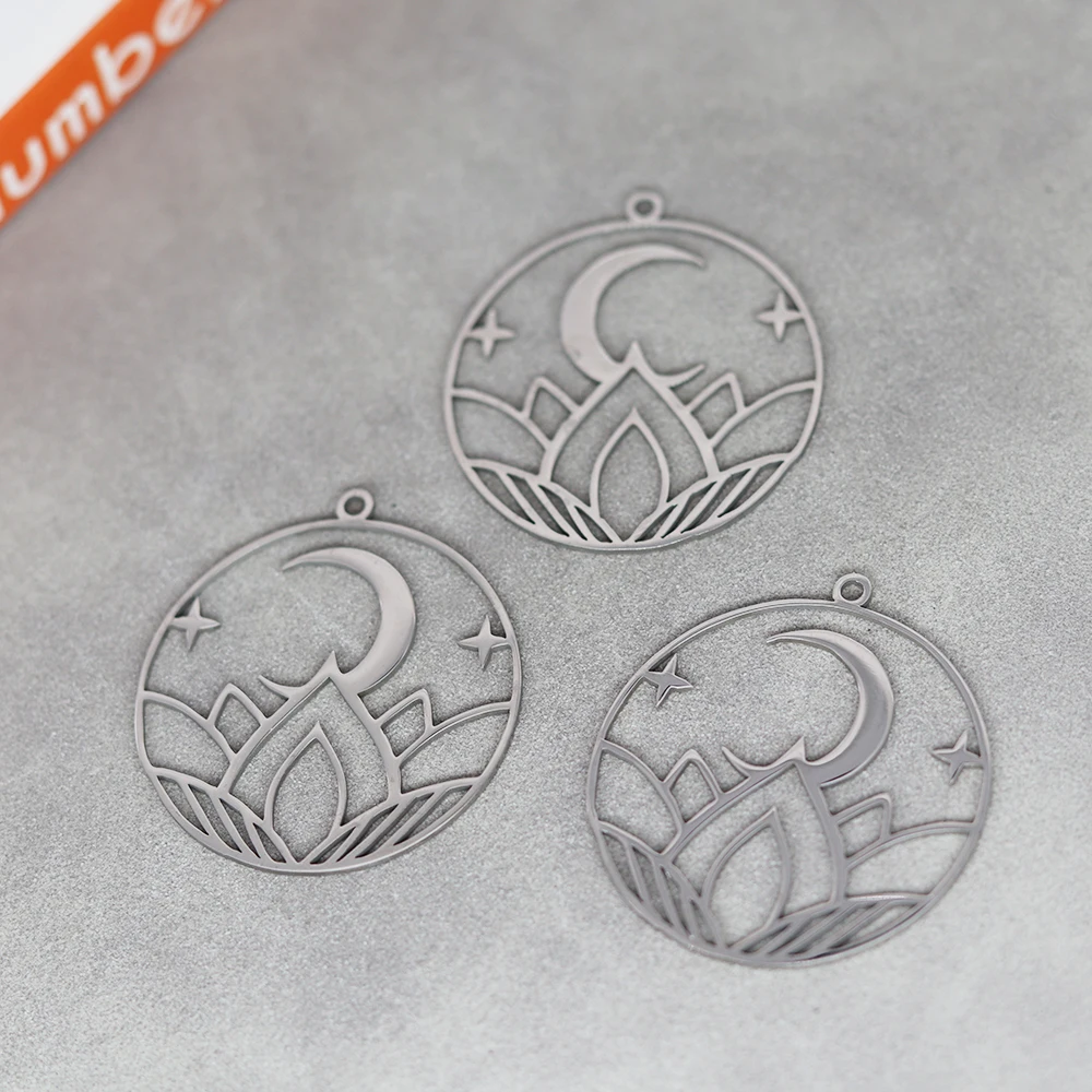 3pcs/Lot Stainless Steel Lotus at Night Accessories Findings For Fashion Jewelry Making DIY Handmade Craft Gift