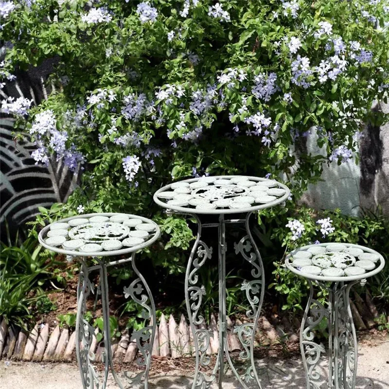 20 Inch French Country Iron Planter Pot Stand Flower Stool Garden Yard Balcony Decoration