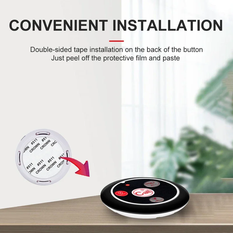 QWICALL 10 Customer Table Call Buttons Wireless Calling System Transmitter for Restaurants Hotel Cafe Hospital Paging