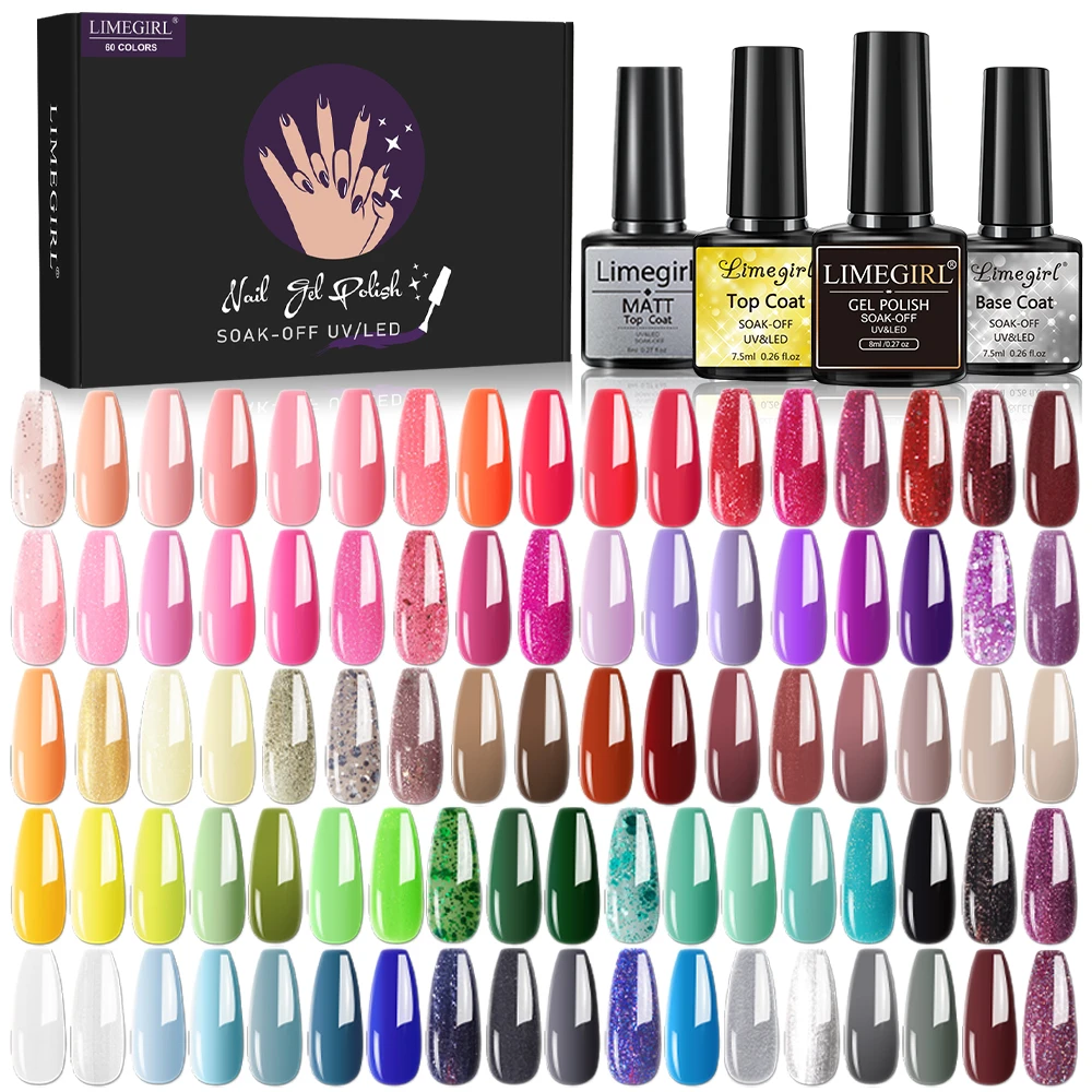 Limegirl Gel Nail Polish Set 60/40/24 Colors Semi Permanent Lacquers