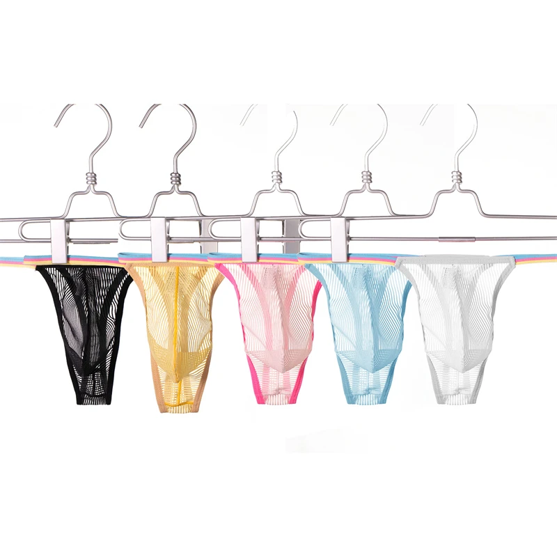 

Sexy Men Thong G-string Underwear See Through T-back Low Rise Men Brief Panties Trunks Beachwear Swimwear Hollow Out Breathable