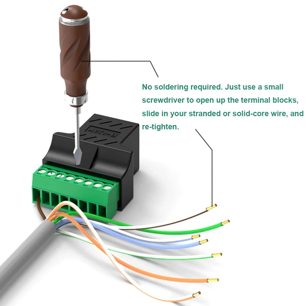 RJ45 남성-여성 8핀 나사 단자 블록 어댑터 RJ45 8P8C 브레이크아웃 보드 (Cat7, Cat6, Cat5 이더넷 연장 커넥터용)