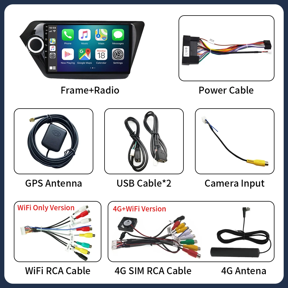 Reproductor multimedia de radio para coche Android 16 de 2 din para Kia RIO 3 4 Rio 2010- 2018 Autoraido Carplay Unidad central Gps estéreo 5G DSP 6