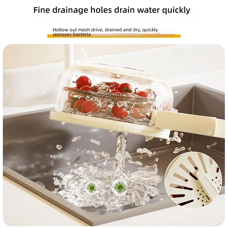 Fruit Strainer Drainer and Strainer Multifunctional Drainer Basket Fruit and Vegetable Washing Basket with Lid Organizer