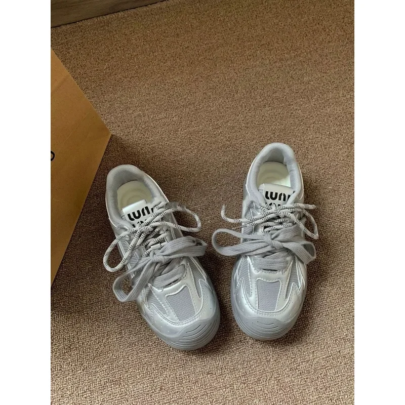 Low-Top Women's Sports Shoes De Xin Breathable PU Leather And Rubber Vintage Thick Bottom Casual Sneakers Trendy Brand