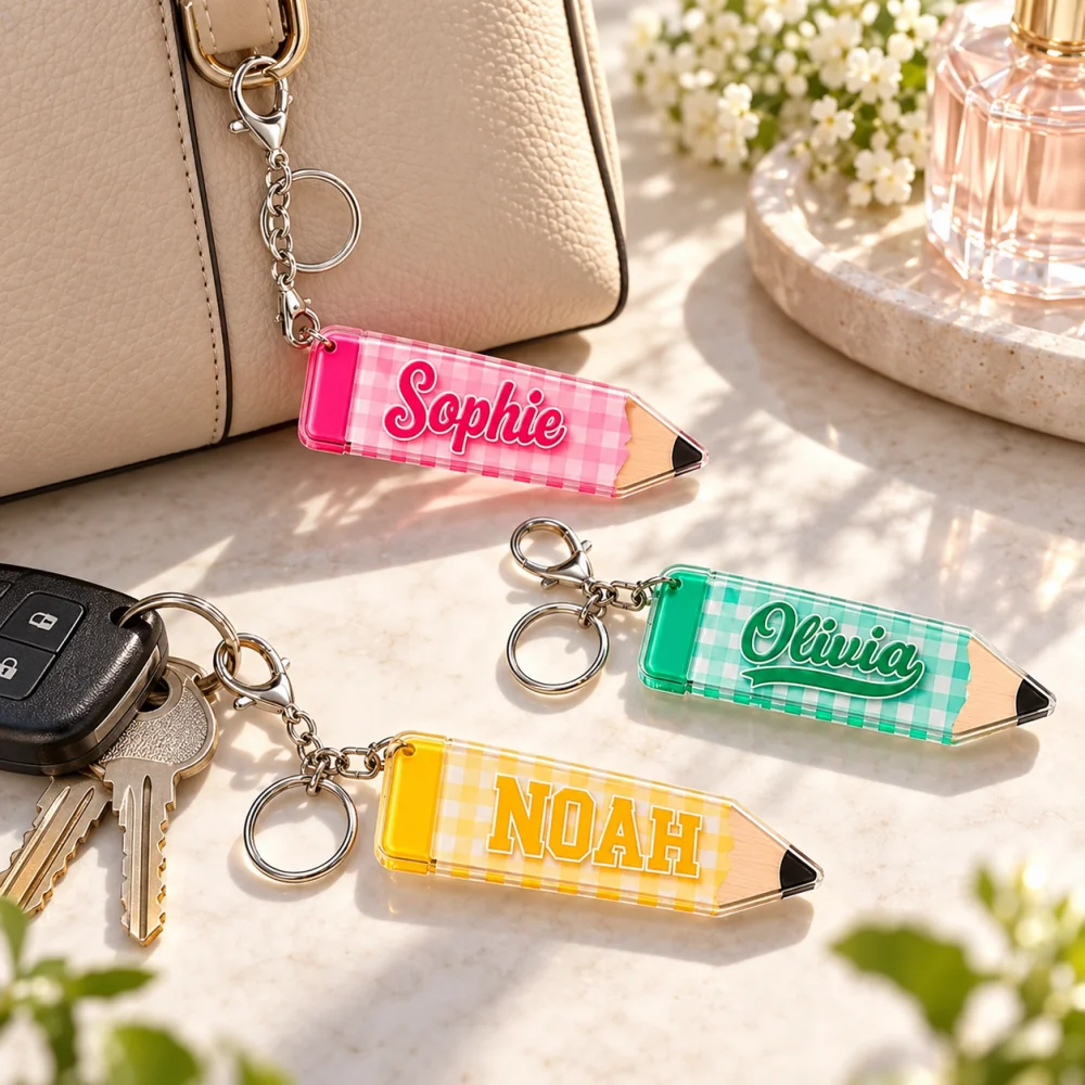 Custom Name Acrylic Keychain - Personalized Key Ring & Cute Backpack Charm Gift