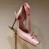 2025 Women Summer High Heeled Shoes for Woman's Square Toe Thin Heels Butterfly-Knot Pumps Sexy Ladies Ankle Strap Wedding Shoes 4