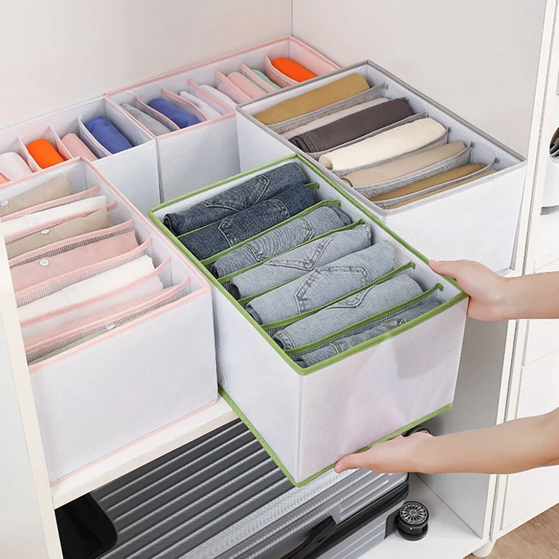 

New PP Wardrobe Clothes Organizer Jeans Compartment Storage Box Leggings Underpants Foldable Wardrobe Divider Storage Box