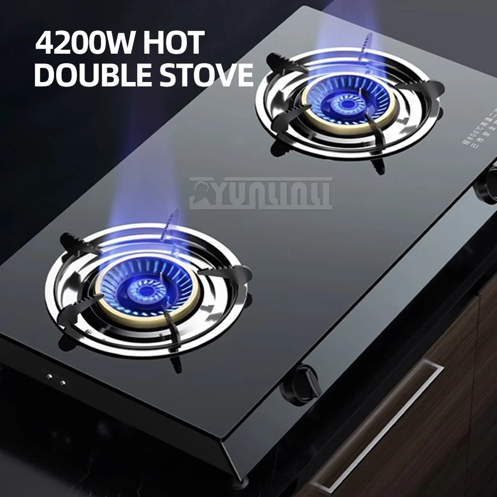 Household Gas Stove Desktop Glass Cooktop A Gas Double