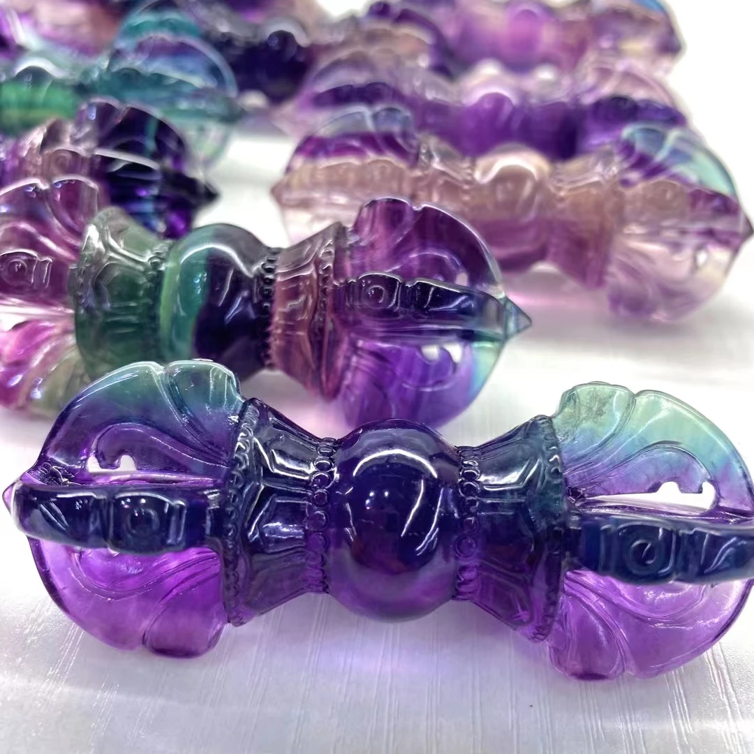 

Natural Colorful Fluorite Demon Vanquish Pestle Figurine Crystal Stone Carving Healing Decor Reiki Gift Home Decoration Accessor