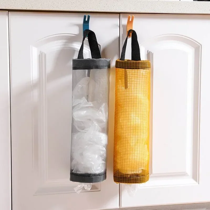 

Home Grocery Bag Holder Wall Mount Plastic Bag Holder Dispenser Hanging Storage Trash Garbage Bag Kitchen Garbage Organizer