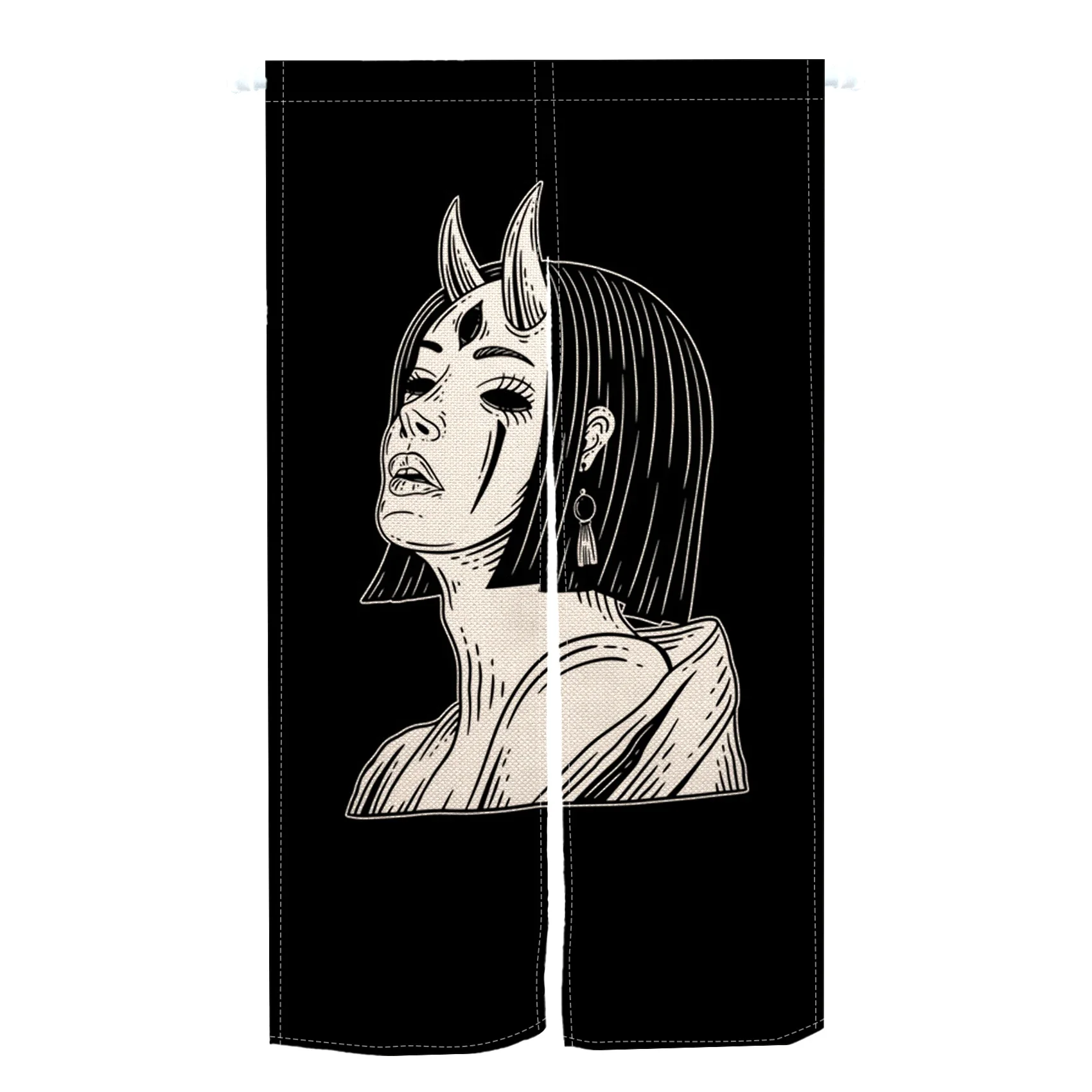Japanese Style Geisha Door Curtain Ladies Kitchen Bedroom Bathroom Izakaya Wind and Moon Place Partition Half Curtain Decoration 5