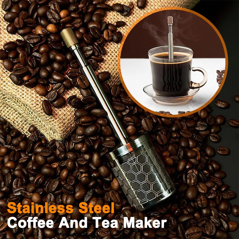 FinalPress Coffee and Tea Maker - Press the Plunger to Brew Anywhere - 304  Stainless Steel