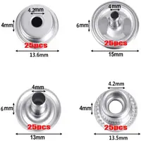 25set 15mm Stainless Steel Snap Fastener Kit, Marine Grade Snap Fastener Stainless Steel Snap Buttons for  Sewing Leather Bags 2