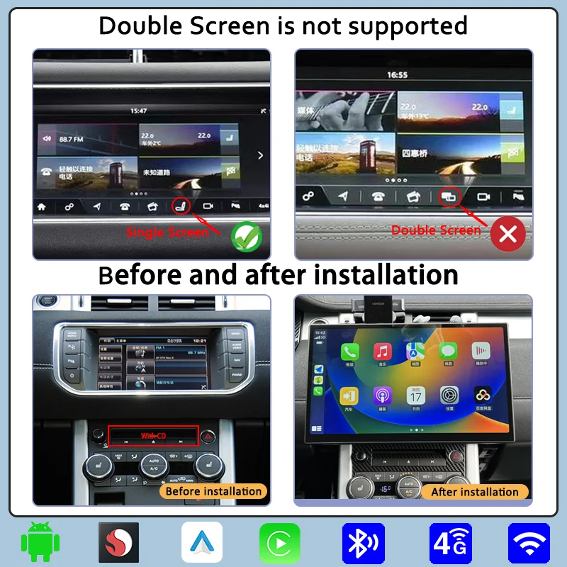 13-Inch Android 14 Smart Car System For Range Rover Evoque L538 2012 To Car Radio Multimedia Player Carplay AC Panel Screen