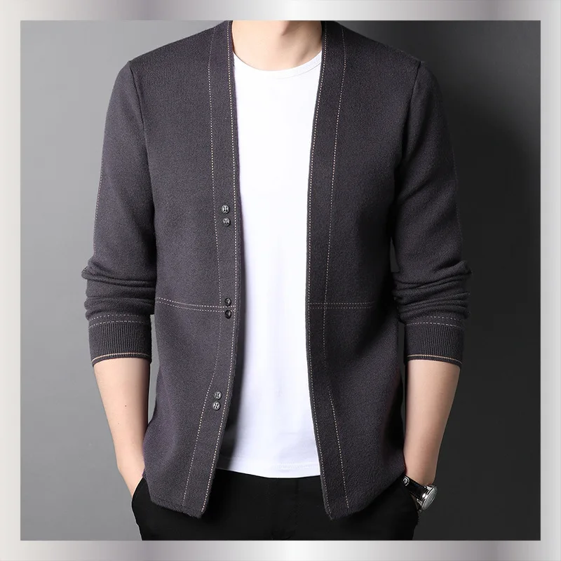 

DY Men 2024 Autumn New Casual Jacquard Half Zip Polo Cardigan Jacket Winter Long Sleeve Mock Neck Sweater Business Casual