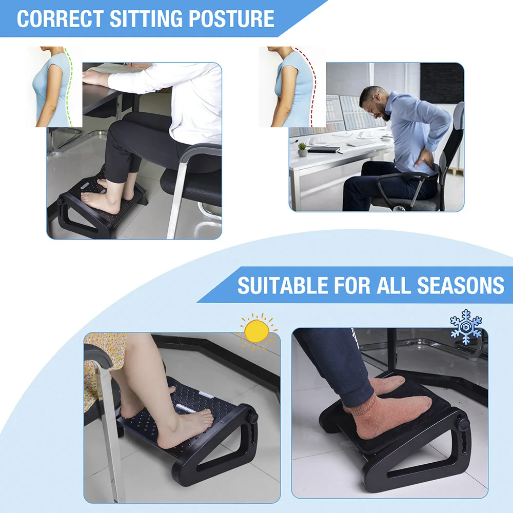 مسند قدم للمكتب قابل للتعديل مع وسادة إسفنجية مريح...