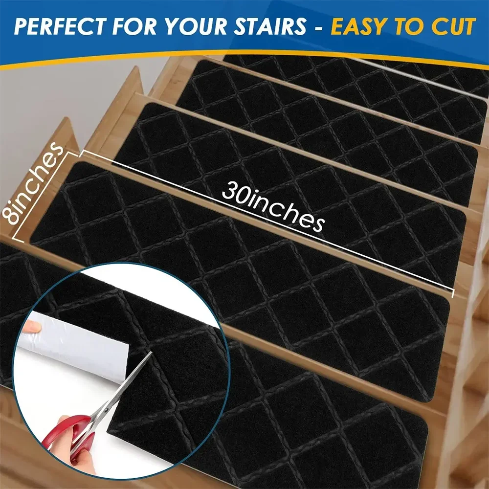1pc-Anti slip stair mat, washable carpet with self-adhesive tape to prevent stair cover mat from moving