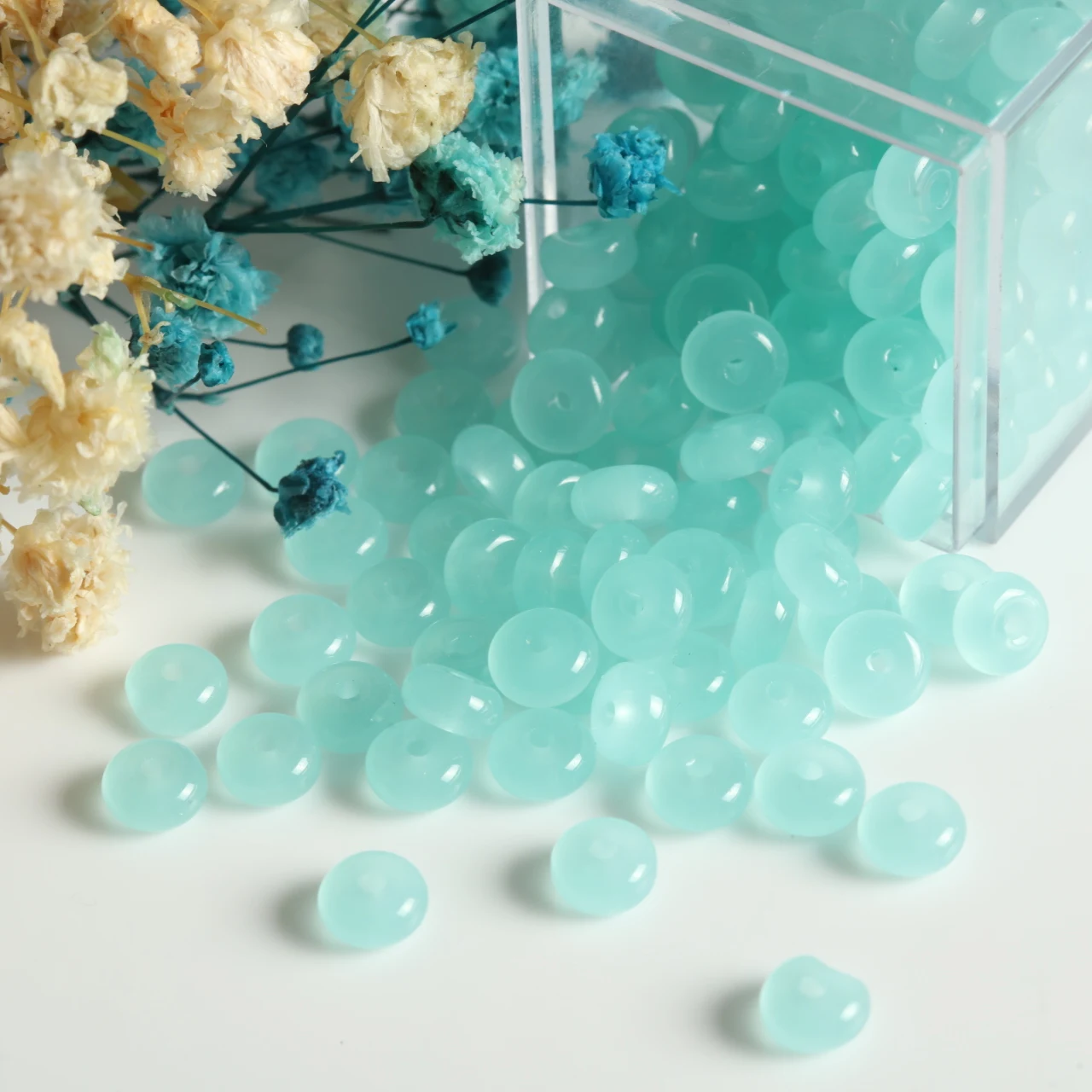 400pcs Deep Sea Blue Transparent Abacus Glass Beads for Handmade Jewelry Crafting
