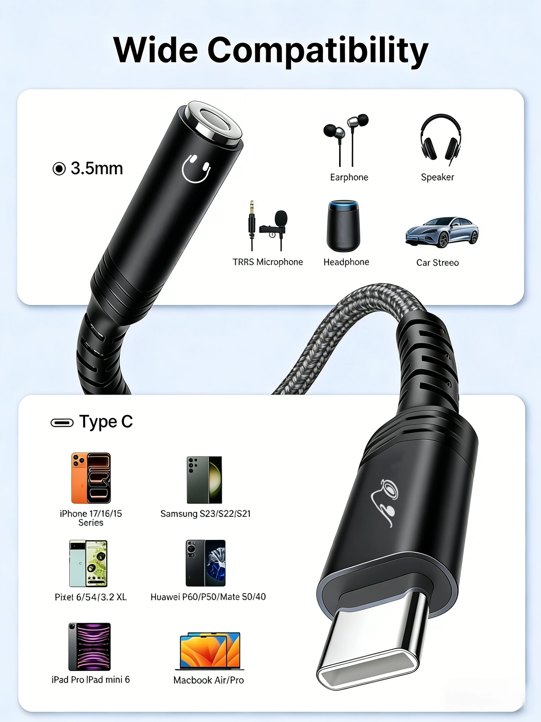 Premium USB-C to 3.5mm Headphone Adapter - Hi-Fi Audio Quality
