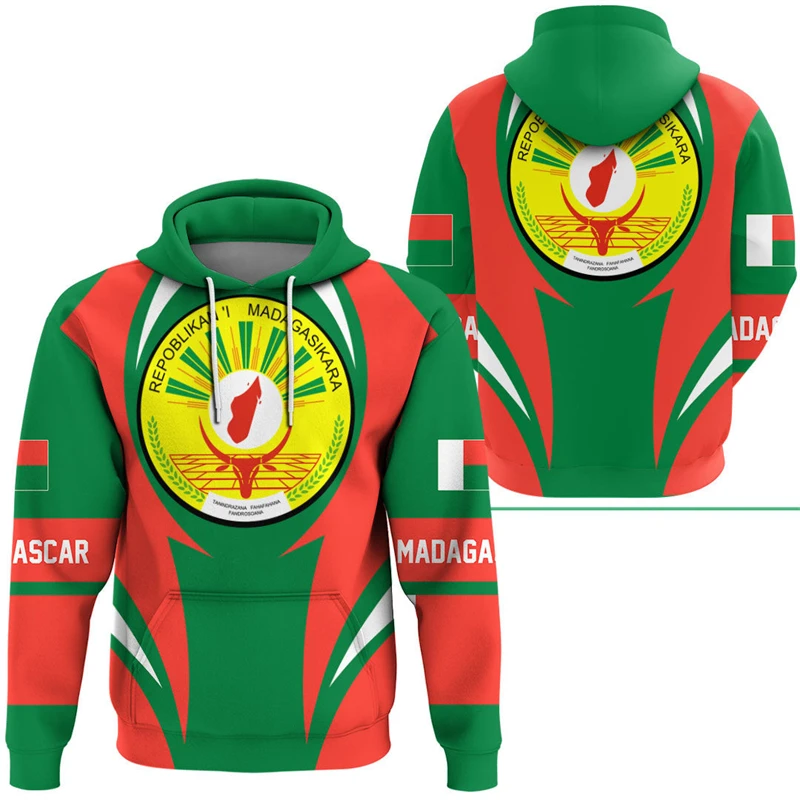 

Madagascar Flag Map Graphic Sweatshirts National Emblem Hoodie For Men Clothes Africa Boy Hoody Casual Male Tracksuit Jersey Top