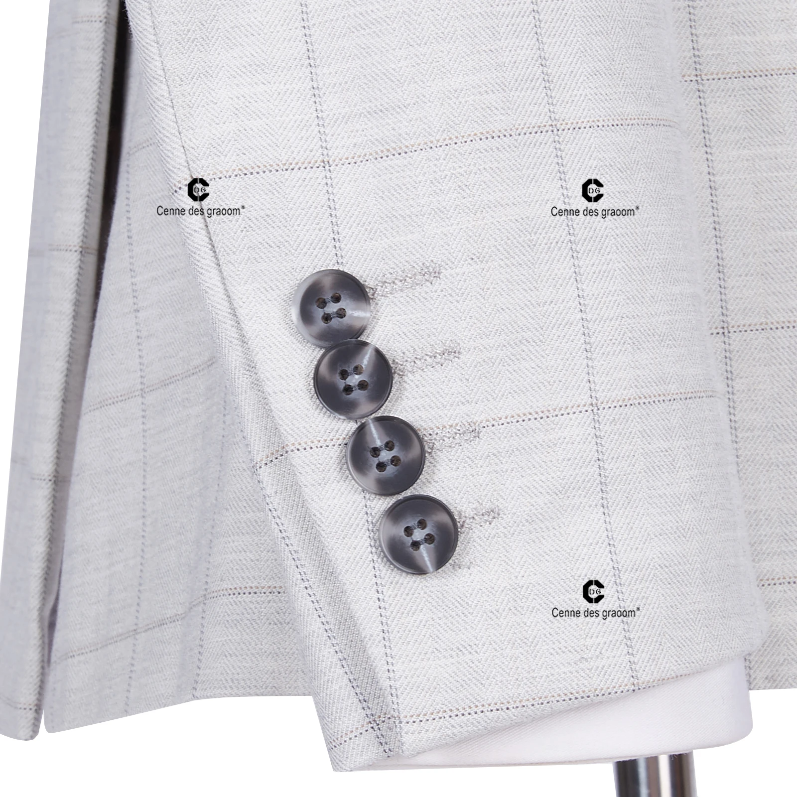 Cenne Des Graoom 2023 Elegant Plaid Suits for Men Tailor-Made Slim Fit Jacket Vest Pants 3 Pcs Set Groom Business Office Meeting 4
