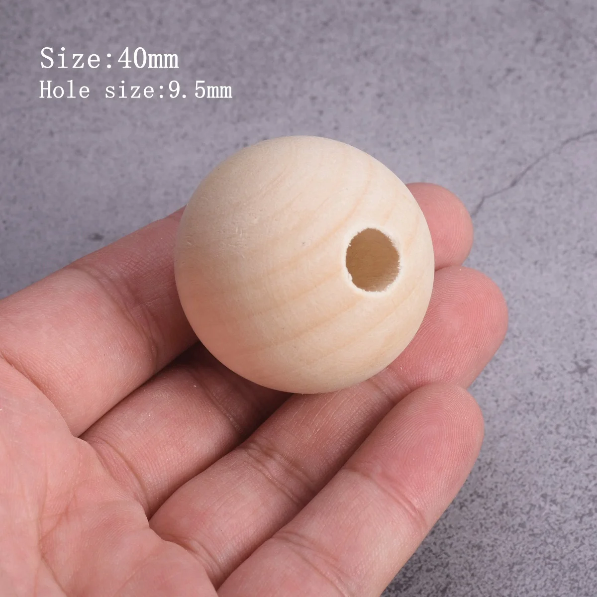 pojah 100 perline di legno da 20 mm con foro, sfere rotonde di legno naturale, grandi perle di legno da infilare, per la produzione di gioielli macramè (20 mm