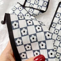 Fashion Skinny Silk Scarf for Women Plaid Hair Ribbons Headbands Bandana Female Bag Wrist Wrap Neckerchief Foulard Neck Ties 3
