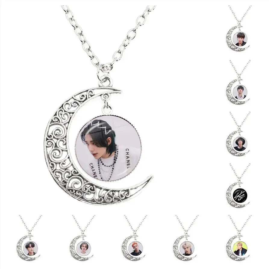 Epic Face Moon Necklace Jewelry Charm Glass Lovers Fashion Stainless Steel  Pendant Lady Chain Crescent Gifts Boy Men - AliExpress