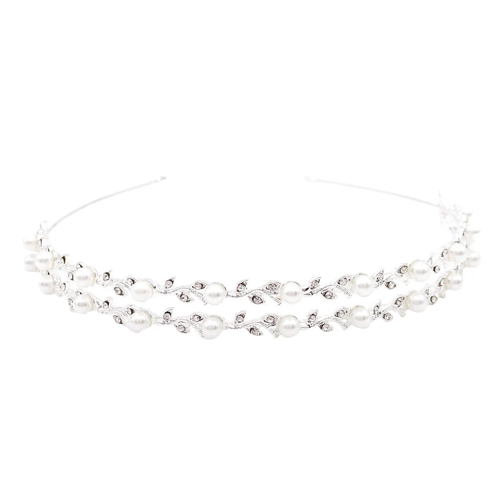 

Pearl Wedding Bride Headband Miss Hair Bands Zinc Alloy Headpieces for Rhinestone Women Bridal