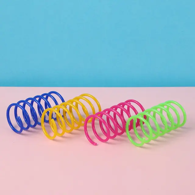 10Pcs Random Color Cat Spring Toys, Cat Spiral Springs for Indoor Cats, Colorful & Durable Plastic Spring Coils Attract to Swat, 6
